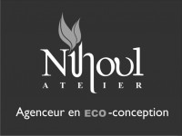 Logo Atelier Nihoul en noir & blanc sur fond noir